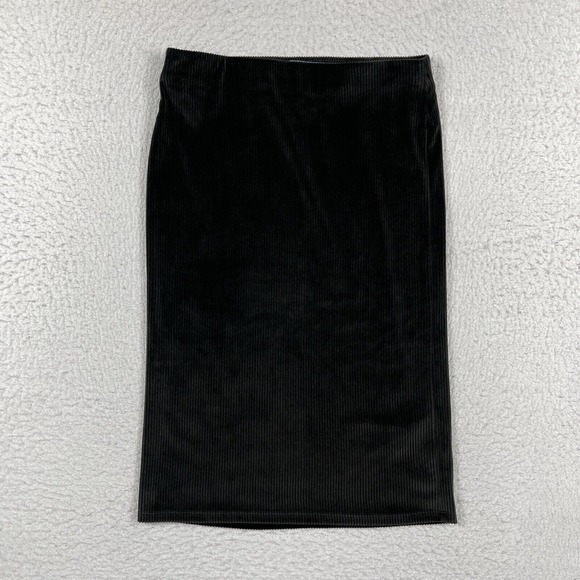 Modcloth Skirt Womens Small Black Ribbed Soft‎ Corduroy Stretchy Party Grunge - Picture 1 of 9